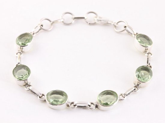 Zilveren armband met groene amethist afbeelding 1