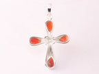 Hoogglans zilveren kruishanger met carneool afbeelding 3