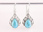 Opengewerkte zilveren oorbellen met Arizona turkoois afbeelding 4