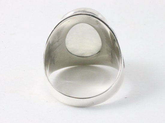 Bewerkte zilveren ring met rozenkwarts afbeelding 3