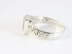 Bewerkte zilveren ring met rozenkwarts afbeelding 2