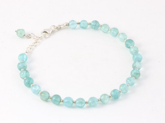 Armband van apatiet en zilveren kralen afbeelding 1