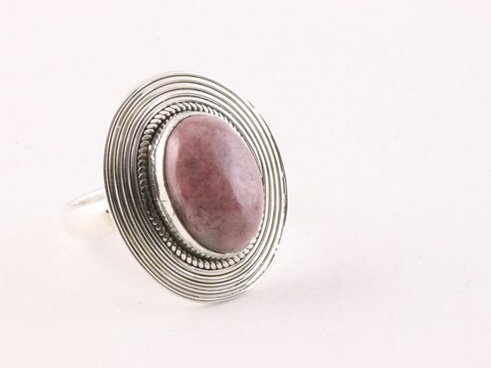Ovale zilveren ring met rhodoniet afbeelding 1