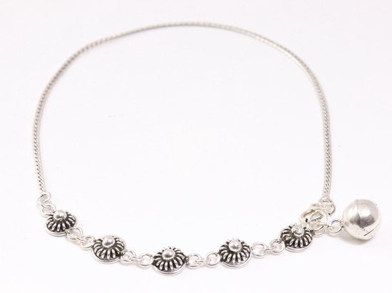 Fijne bewerkte zilveren enkelband met gourmet schakels afbeelding 1