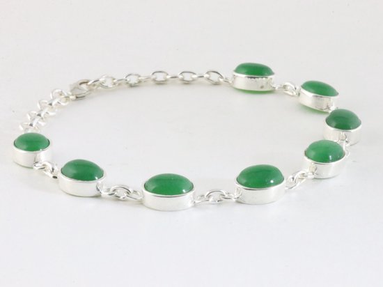 Hoogglans zilveren armband met jade afbeelding 2
