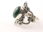 Bewerkte zilveren ring met jade afbeelding 2