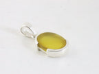 Fijne hoogglans zilveren hanger met gele agaat aan ketting afbeelding 2