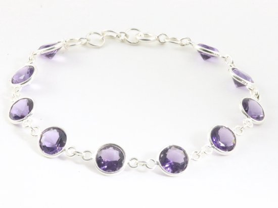 Fijne zilveren armband met amethist afbeelding 1