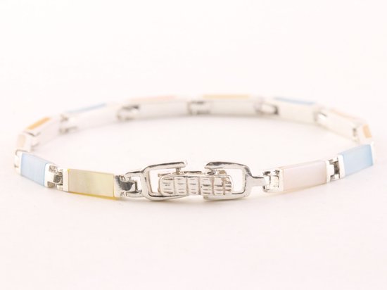 Zilveren armband met veelkleurige schelp afbeelding 2