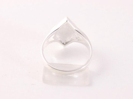 Ruitvormige zilveren ring met goudkleurige schelp afbeelding 3