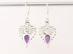 Opengewerkte zilveren oorbellen met amethist afbeelding 3