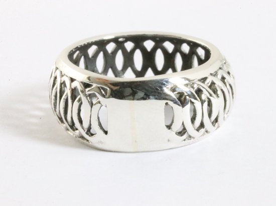 Brede opengewerkte zilveren ring afbeelding 2