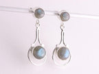 Lange opengewerkte zilveren oorstekers met labradoriet afbeelding 2