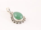 Fijne bewerkte druppelvormige zilveren hanger met groene aventurijn afbeelding 2