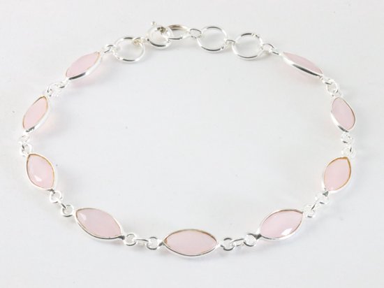Fijne zilveren armband met rozenkwarts afbeelding 1