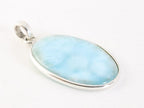 Grote ovale zilveren hanger met larimar aan ketting afbeelding 2
