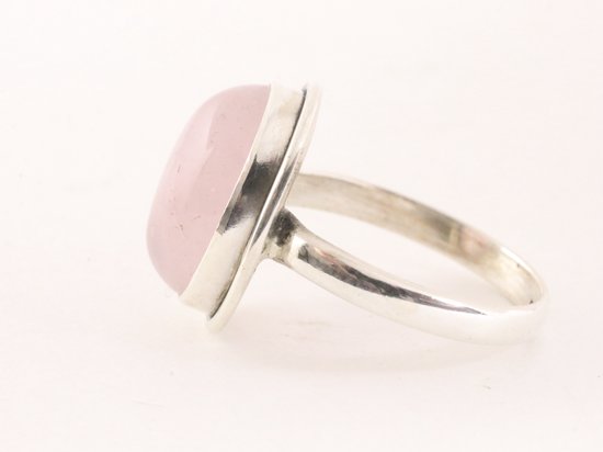 Ovale zilveren ring met rozenkwarts afbeelding 2