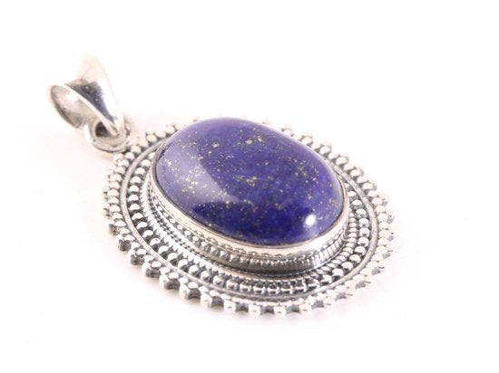 Bewerkte zilveren hanger met lapis lazuli afbeelding 2