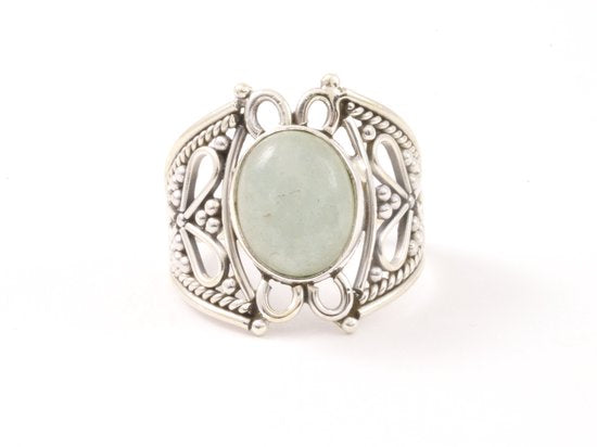 Opengewerkte zilveren ring met groene aventurijn afbeelding 4