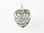 Opengewerkt harvormig zilveren medaillon met roos afbeelding 4