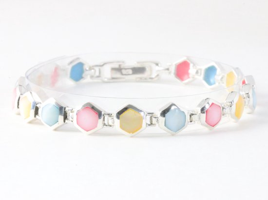 Zilveren armband met veelkleurige schelp afbeelding 1