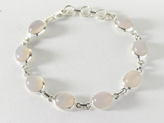 Zilveren schakelarmband met aqua chalcedoon afbeelding 1