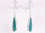 Grote druppelvormige zilveren oorbellen met chrysocolla afbeelding 2