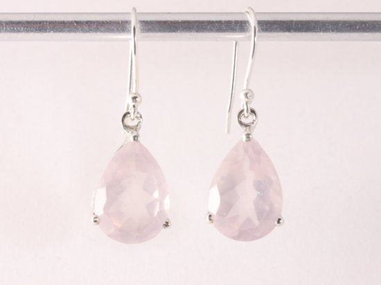 Zilveren oorbellen met rozenkwarts afbeelding 4