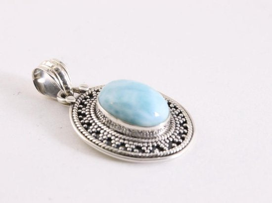 Bewerkte zilveren hanger met larimar afbeelding 2