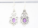 Opengewerkte zilveren oorbellen met amethist afbeelding 2