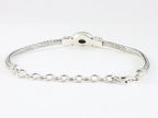 Traditionele zilveren snake armband met aquamarijn afbeelding 3