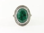 Bewerkte zilveren ring met smaragd afbeelding 4