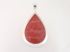 Grote druppelvormige zilveren hanger met rode koraal steen afbeelding 4