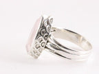 Zware bewerkte zilveren ring met rozenkwarts afbeelding 4