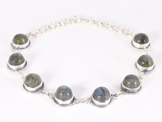 Bewerkte zilveren armband met labradoriet afbeelding 1