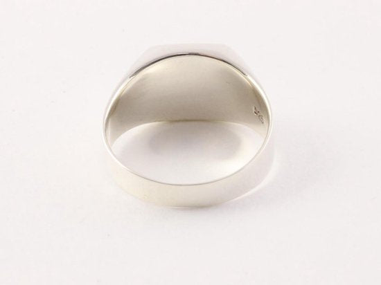 Zilveren zegelring met groene turkoois afbeelding 2