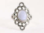 Opengewerkte zilveren ring met blauwe lace agaat afbeelding 4