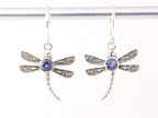 Fijne zilveren libelle oorbellen met blauwe saffier afbeelding 4