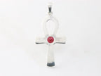 Bewerkte zilveren ankh hanger met robijn afbeelding 3