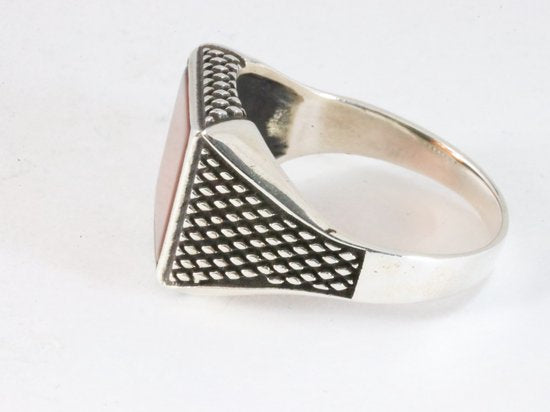 Bewerkte zilveren ring met carneool afbeelding 2