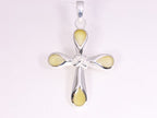 Hoogglans zilveren kruishanger met gele agaat afbeelding 1