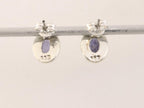 Fijne ovale zilveren oorstekers met ioliet afbeelding 3