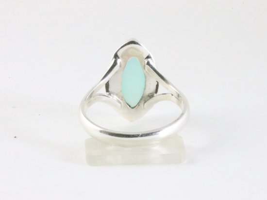 Hoogglans zilveren ring met aqua chalcedoon afbeelding 3