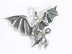 Grote zilveren draak hanger afbeelding 1