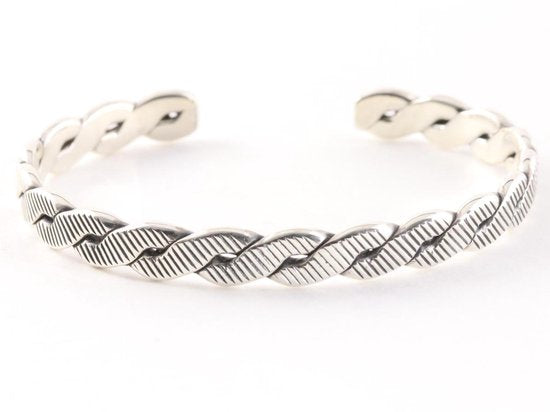 Zware fijn bewerkte zilveren klemarmband afbeelding 1