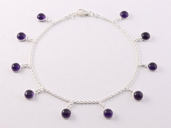 Fijne zilveren enkelband met amethist afbeelding 1