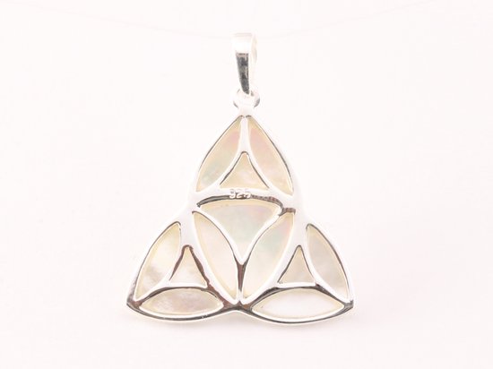 Zilveren triquetra hanger met parelmoer afbeelding 3