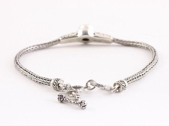 Traditionele zilveren snake armband met welo opaal afbeelding 3