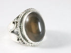Bewerkte zilveren ring met rookkwarts afbeelding 1