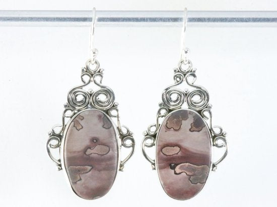 Bewerkte zilveren oorbellen met koffieboon jaspis afbeelding 3